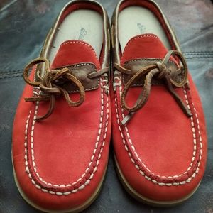 ◇ Eddie Bauer Red Leather& Suede slip on, sz 9